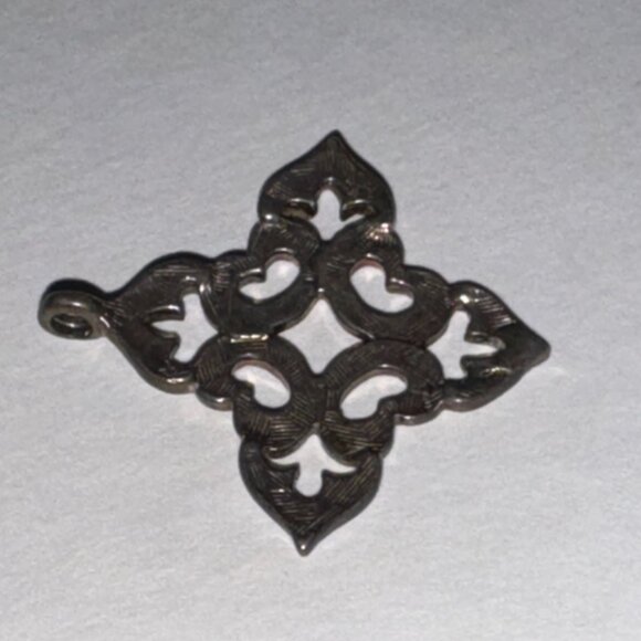Sterling Silver Fleur De Lis Pointed Square Pendant - Picture 14 of 15